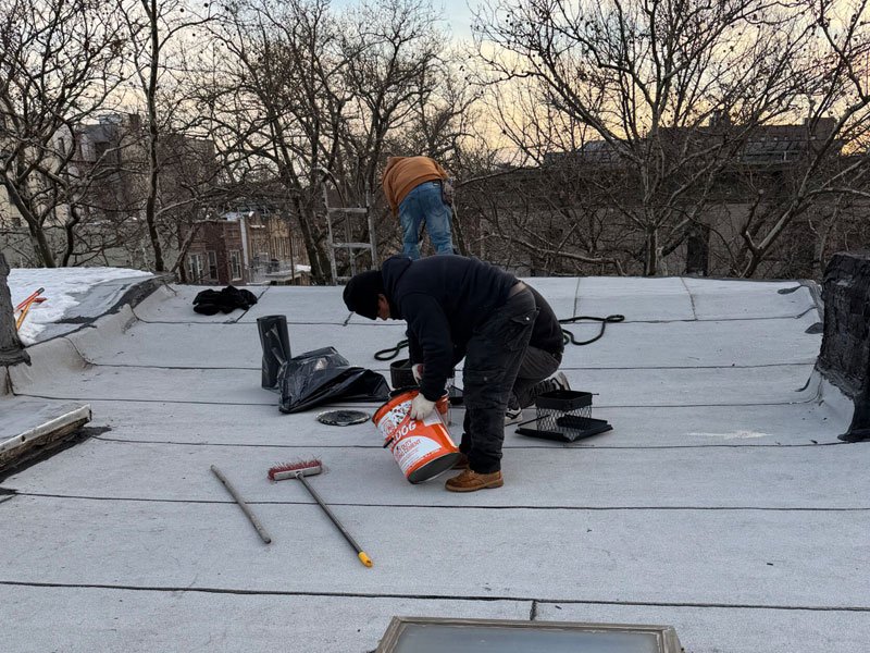 Flat roof install window caulking